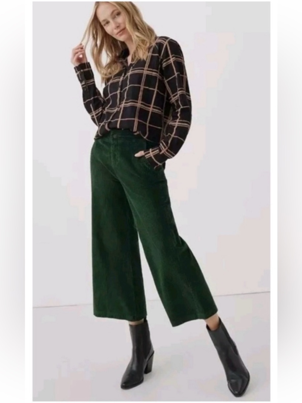 PACT Cropped Wide Leg Corduroy Pants Size Small